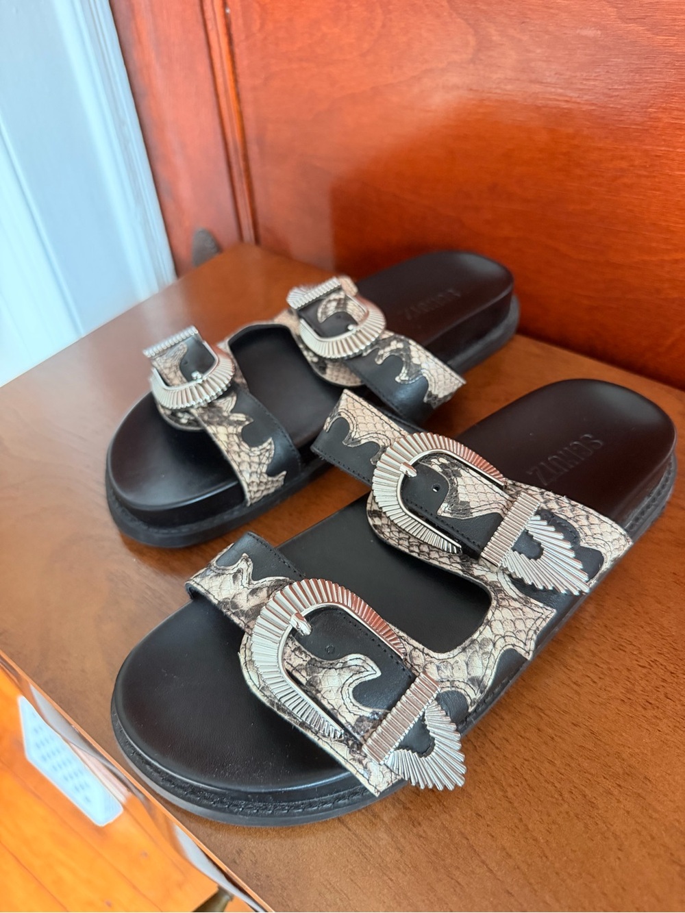 SCHUYZ Western Style Snake-Print & Black and Sandles